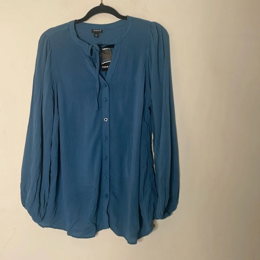 NWT Torrid 00 blue long sleeve blouse​